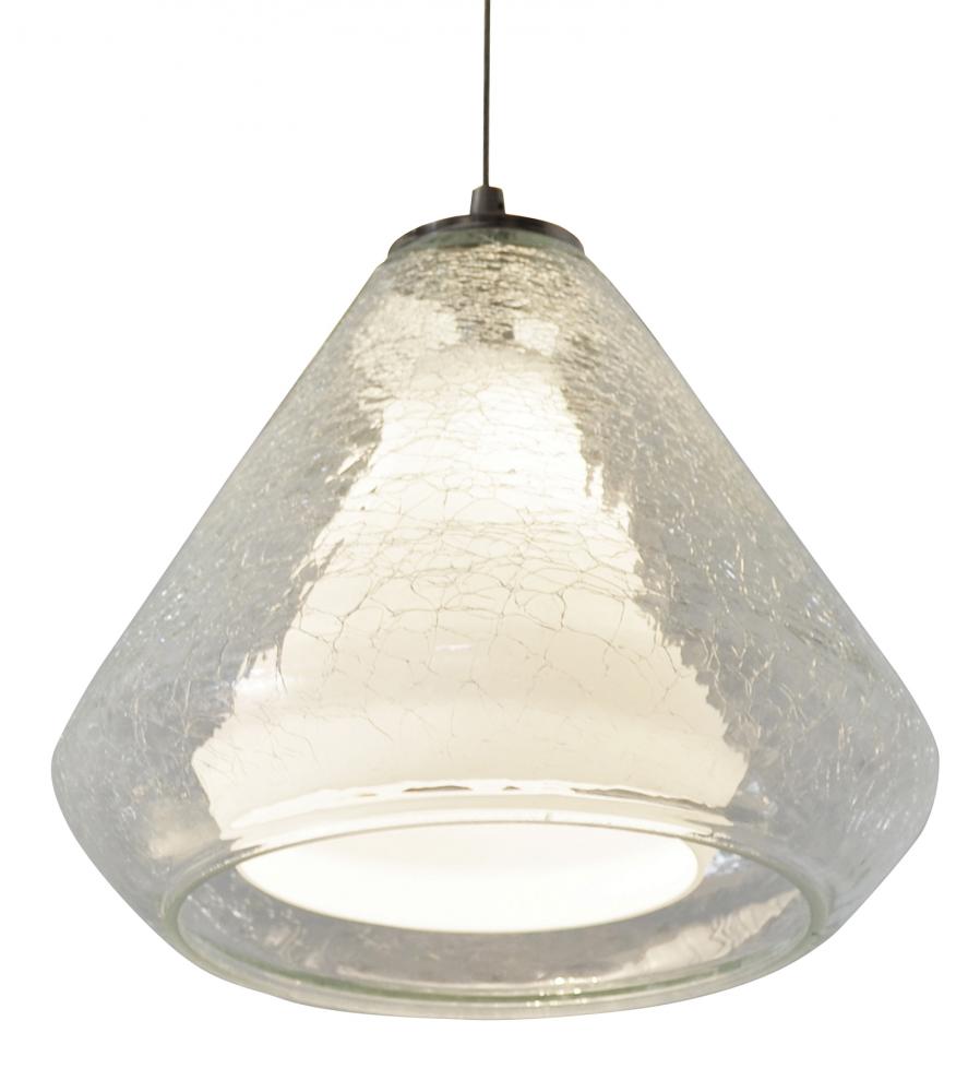 Armitage LED Pendant - 3000K - 120V - Satin Nickel - Clear Crackle