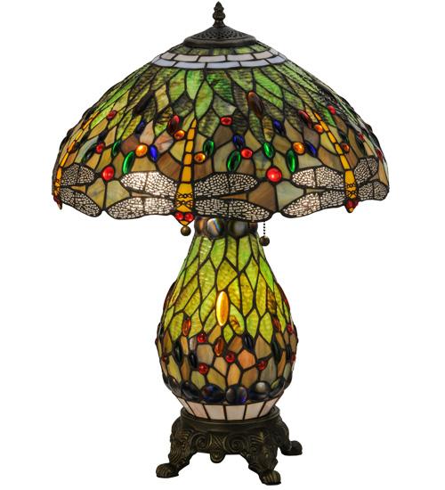 25"H Tiffany Hanginghead Dragonfly Lighted Base Table Lamp