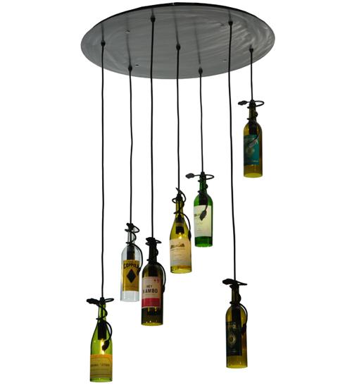 30"W Tuscan Vineyard Personalized 7 Wine Bottle Cascading Pendant