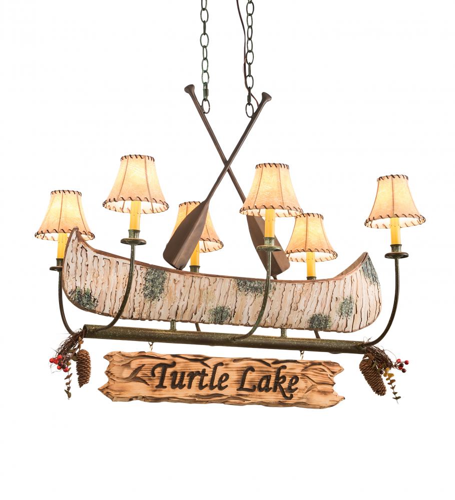 36" Long Personalized Canoe 6 Light Chandelier