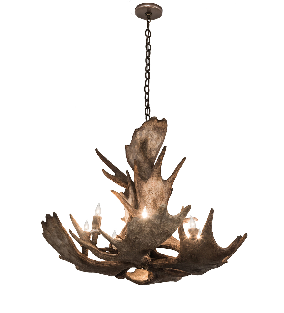 33" Wide Antlers Moose 10 Light Chandelier