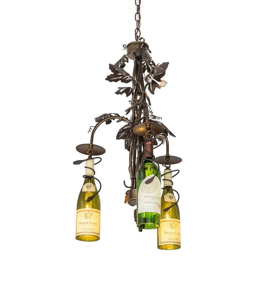 18" Wide Tuscan Vineyard 3 Light Wine Bottle Chandelier