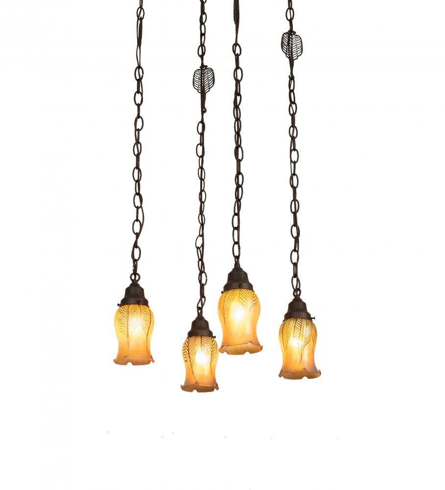 16" Square Bungalow 4 Light Cascading Pendant