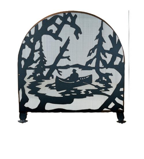 30"W X 30"H Canoe At Lake Arched Fireplace Screen
