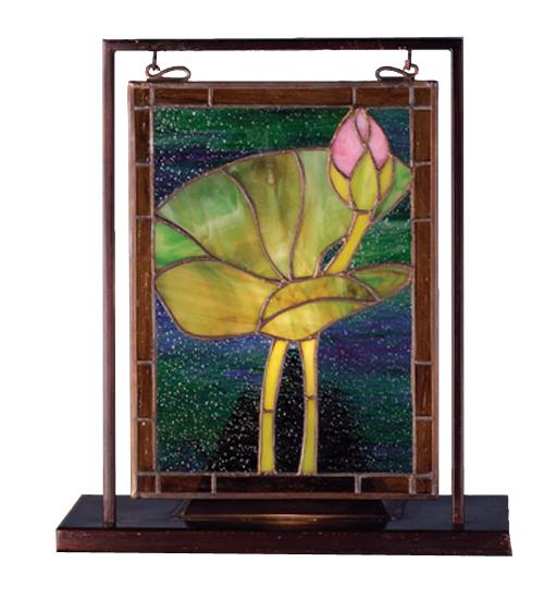 9.5"W X 10.5"H Tiffany Pond Lily Lighted Mini Tabletop Window