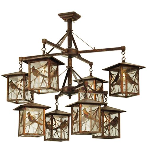 42" Wide Seneca Song Bird 8 Light Hanging Lantern Chandelier