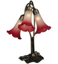Meyda Blue 13593 - 15.75" High Pink/White Tiffany Pond Lily 3 Light Accent Lamp