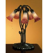 Meyda Blue 16012 - 17" High Pink/White Tiffany Pond Lily 5 LT Accent Lamp