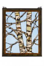 Meyda Blue 175993 - 24"W X 19"H Birch Tree in Winter Stained Glass Window