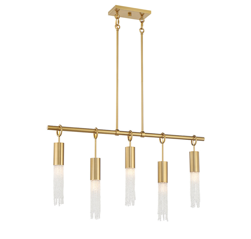 Chelsea 5-Light Linear Chandelier in Warm Brass