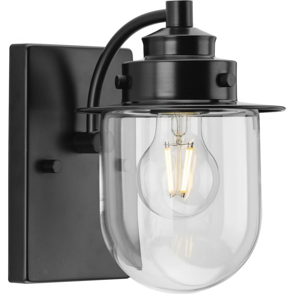 Northlake Collection One-Light Matte Black Clear Glass Transitional Bath Light