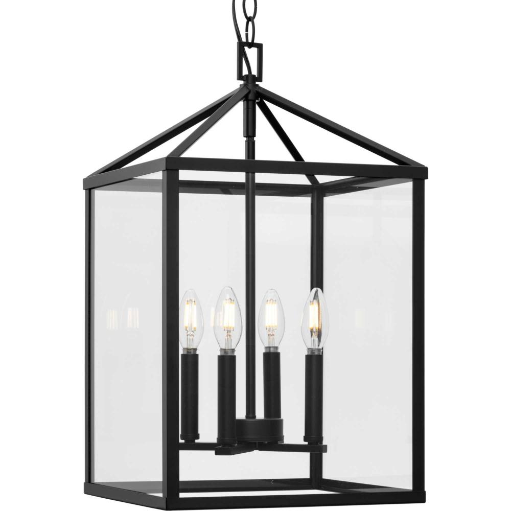 Hilllcrest Collection Four-Light Matte Black Transitional Hall & Foyer Light