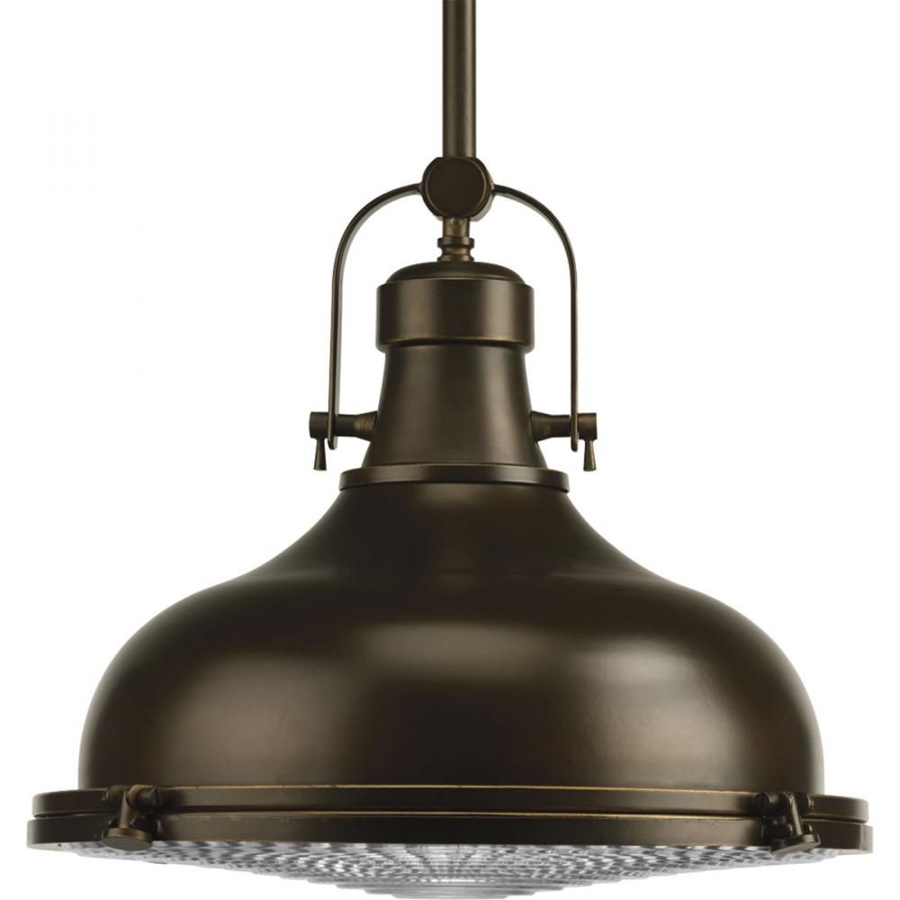 Fresnel Lens Collection One-Light Oil Rubbed Bronze Fresnel Glass Coastal Pendant Light