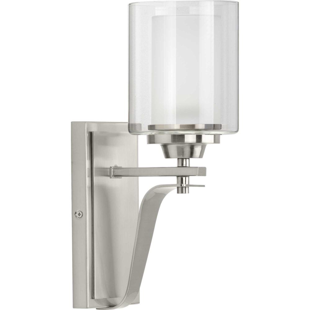 Kene Collection One-Light Brushed Nickel Clear Glass Craftsman Bath Vanity Light