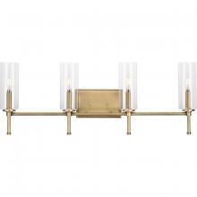 Progress P300359-163 - Elara Collection Four-Light New Traditional Vintage Brass Clear Glass Bath Vanity Light