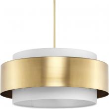 Progress P500400-109 - Silva Collection Three-Light Brushed Bronze White Linen Shade Pendant