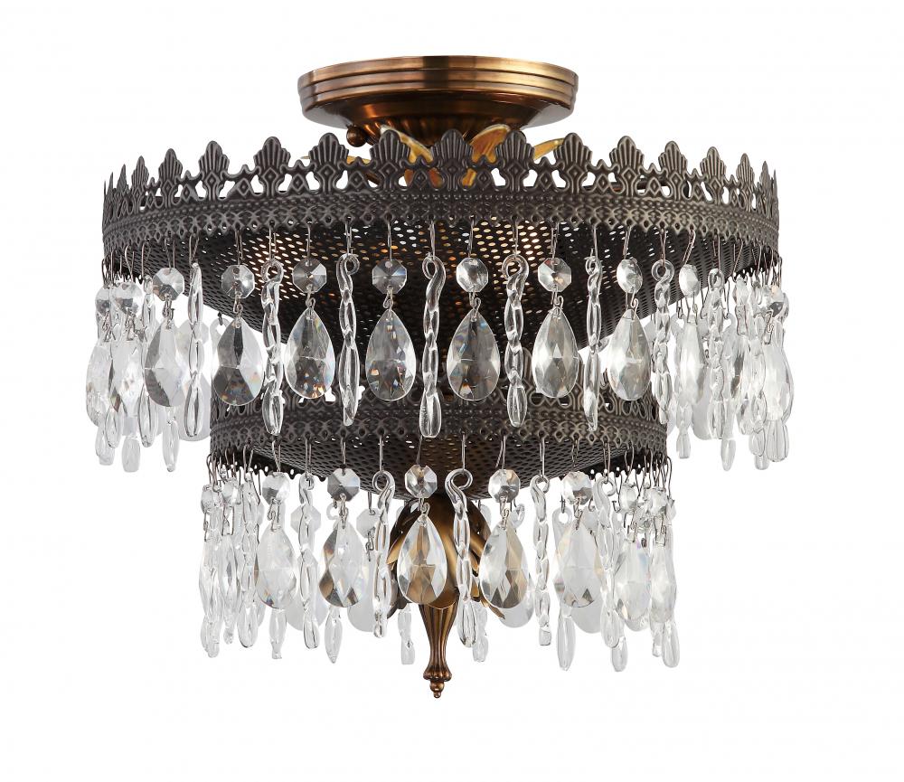 Alhambra 3 Light Hand Cut Crystal Semi-Flush