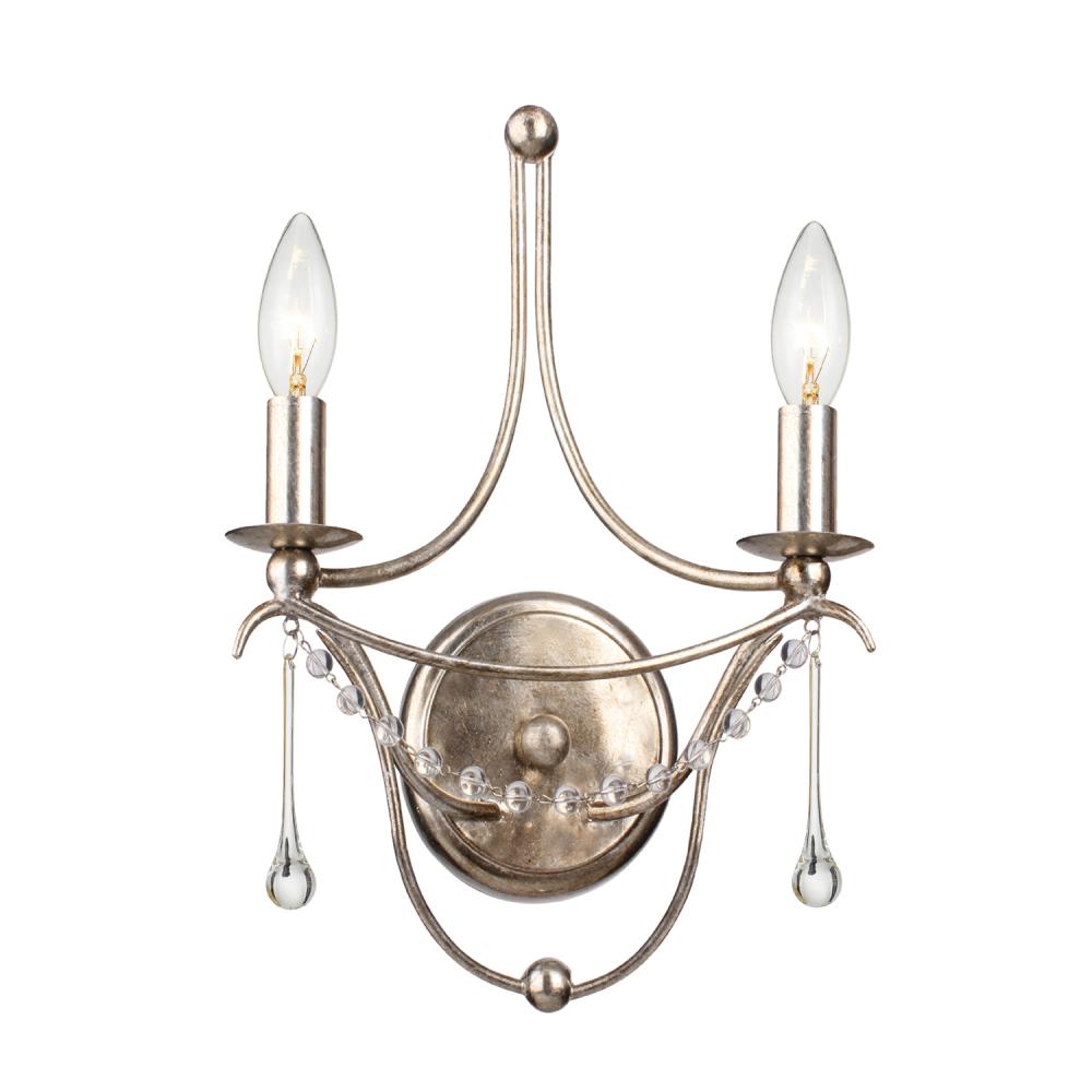 Metro 2 Light Antique Silver Sconce