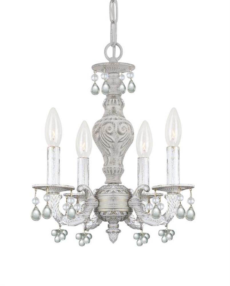 Paris Market 4 Light Clear Crystal White Mini Chandelier