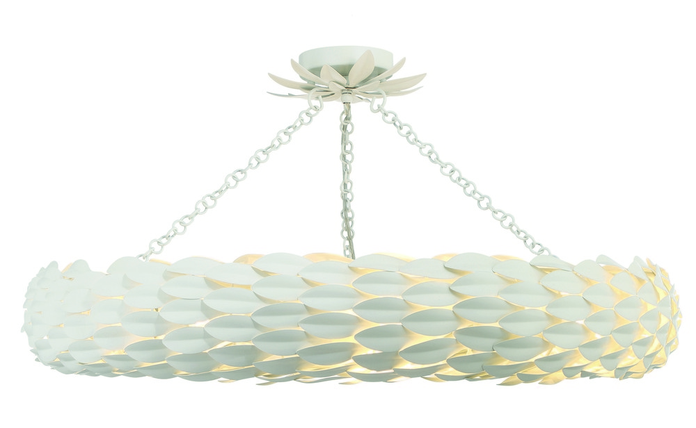 Broche 8 Light Matte White Semi Flush Mount