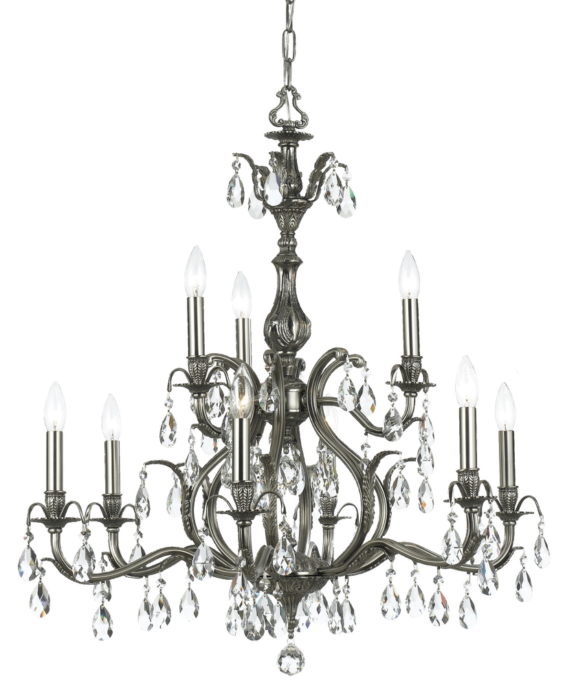 Dawson 9 Light Clear Crystal Pewter Chandelier