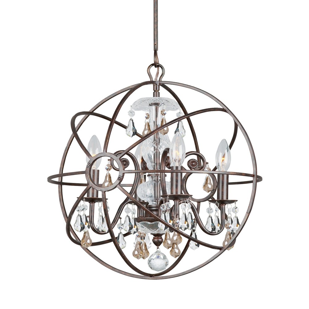 Solaris 4 Light Golden Shadow Crystal English Bronze Mini Chandelier