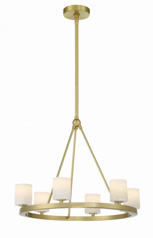 Aragon 6 Light LED Soft Brass Chandelier