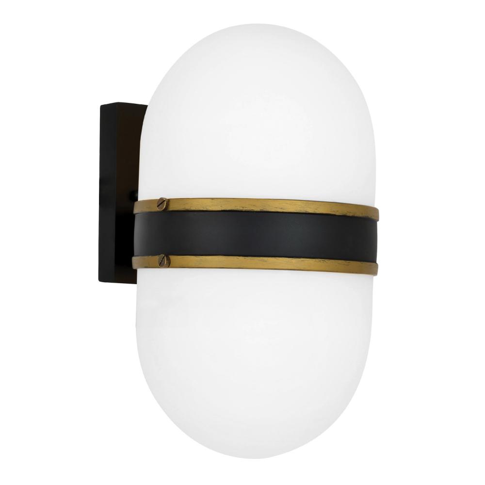 Brian Patrick Flynn Capsule 1 Light Matte Black + Textured Gold Outdoor Sconce