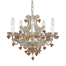 Crystorama 4305-CH-ROSA - 6 Light Polished Chrome Youth Mini Chandelier Draped In Murano Beads