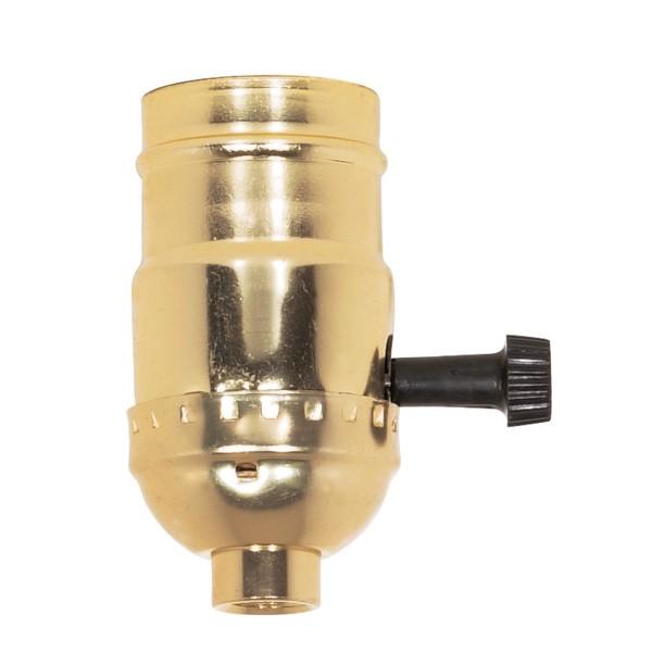 3-Way (2 Circuit) Turn Knob Socket With Removable Knob; 1/8 IPS; Aluminum; Brite Gilt Finish; 250W;