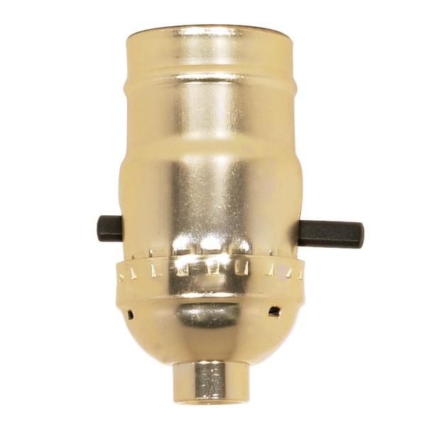 On-Off Push Thru Socket; 1/8 IPS; Aluminum; Brite Gilt Finish; 660W; 250V; Push-In Terminal