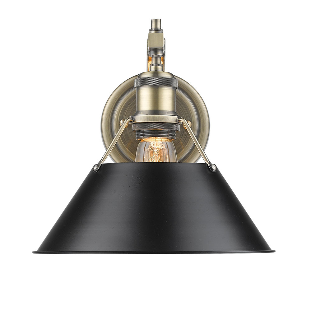 Orwell 1-Light Wall Sconce in Aged Brass with Matte Black