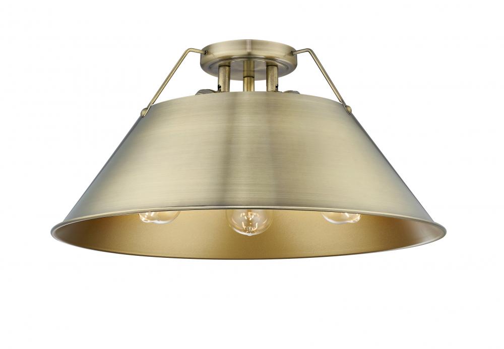 Orwell 3-Light Flush Mount in Aged Brass