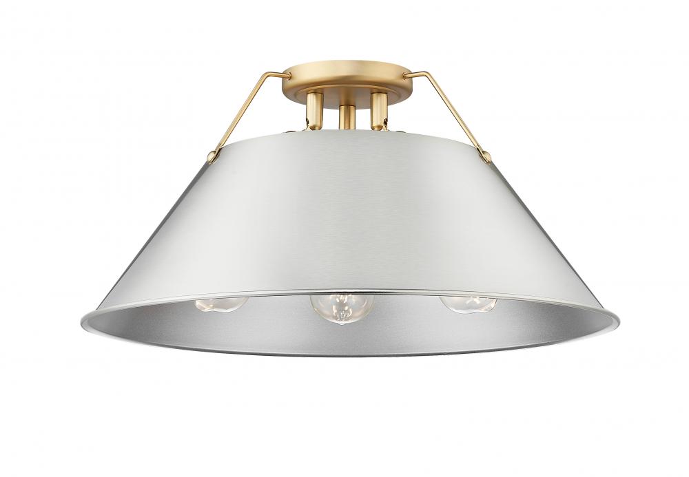 Orwell BCB 3 Light Flush Mount in Brushed Champagne Bronze with Pewter shade