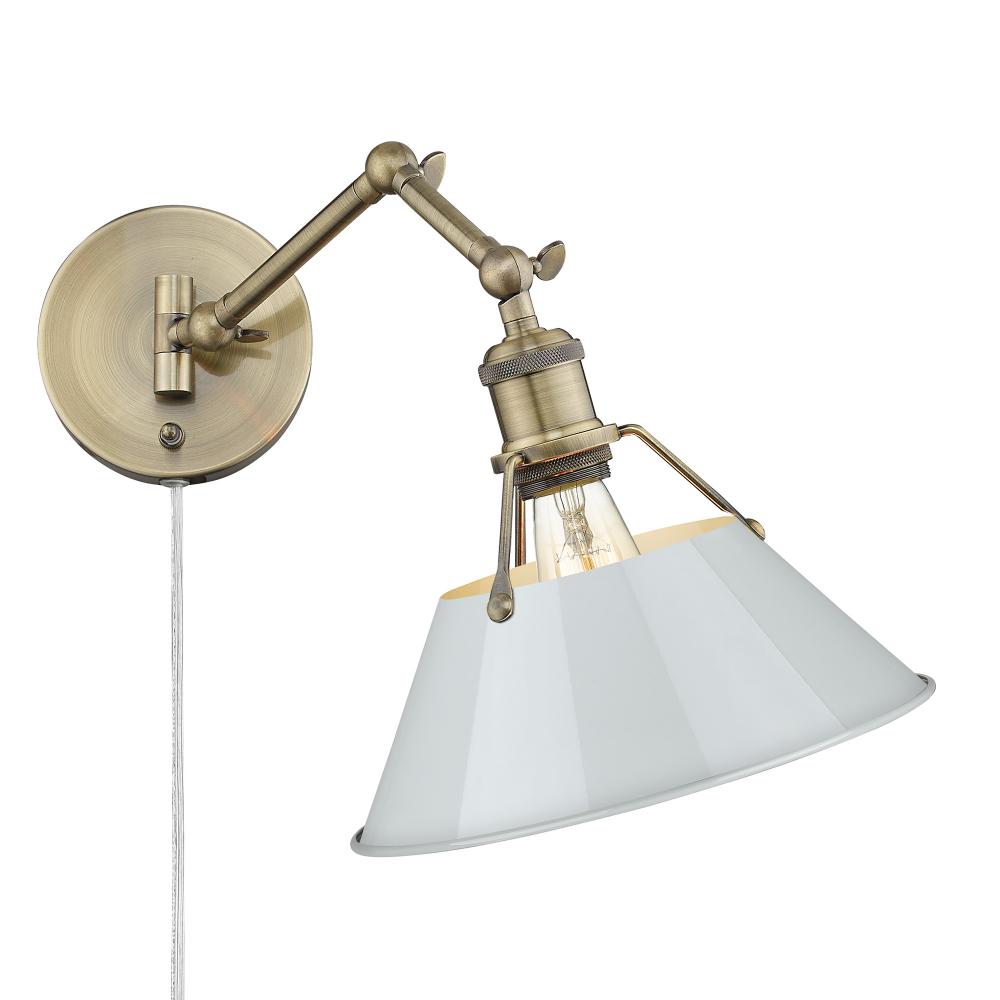 Orwell Articulating Wall Sconce in Aged Brass with Dusky Blue