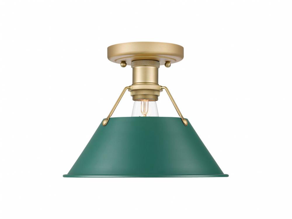 Orwell 1-Light Flush Mount in Brushed Champagne Bronze with Pine Green