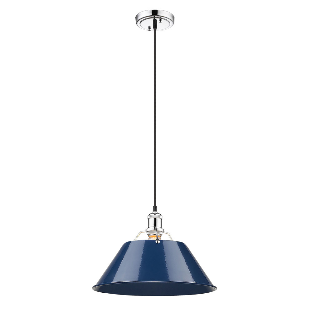 Orwell CH Large Pendant - 14" in Chrome with Matte Navy shade