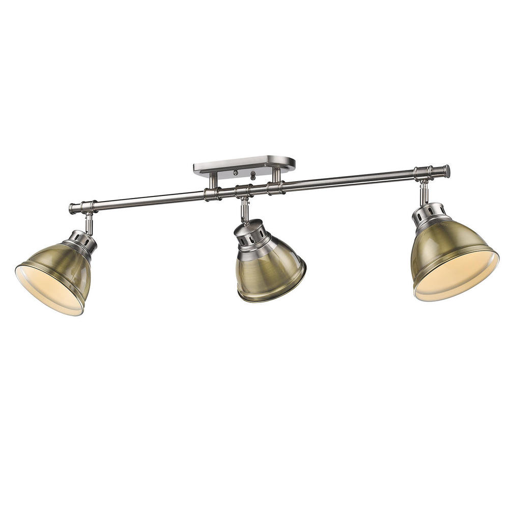 Duncan 3-Light Semi-Flush - Track Light in Pewter with Aged Brass