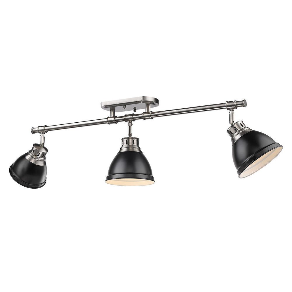 Duncan 3-Light Semi-Flush - Track Light in Pewter with Matte Black