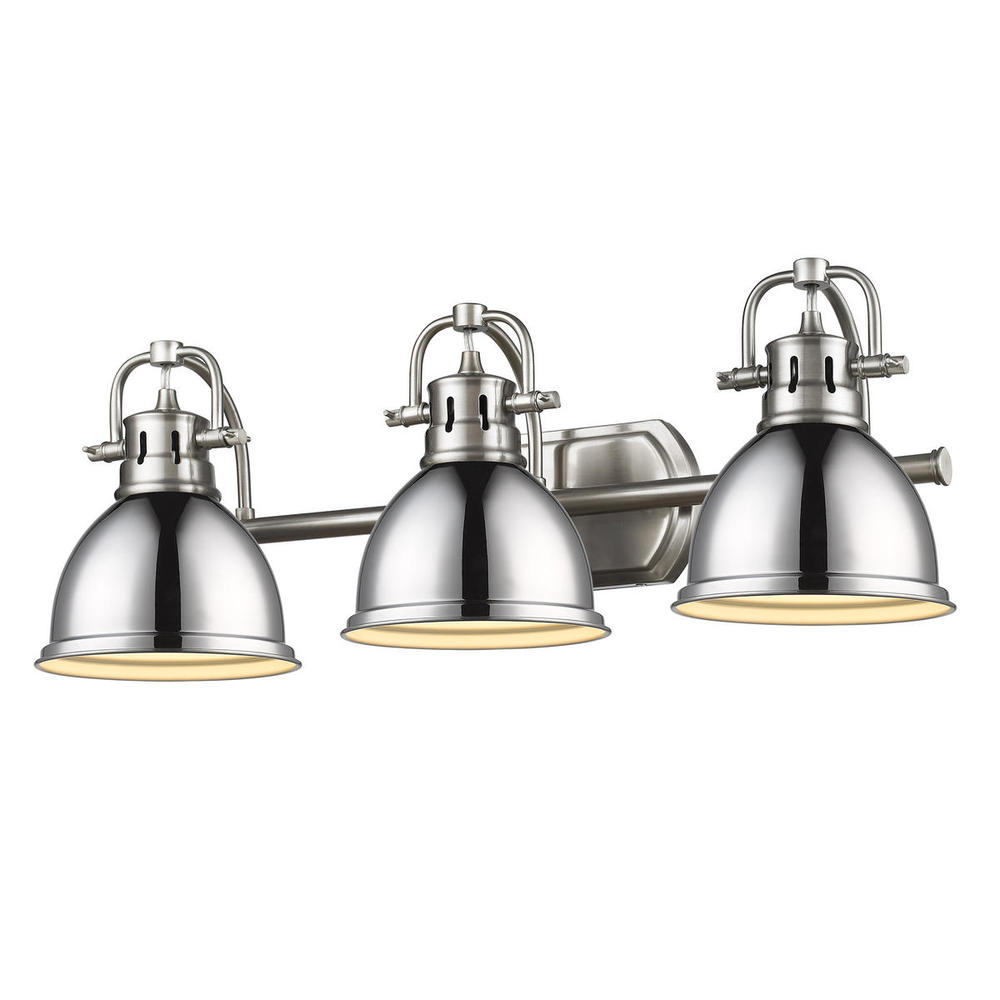 Duncan 3-Light Bath Vanity in Pewter with Chrome