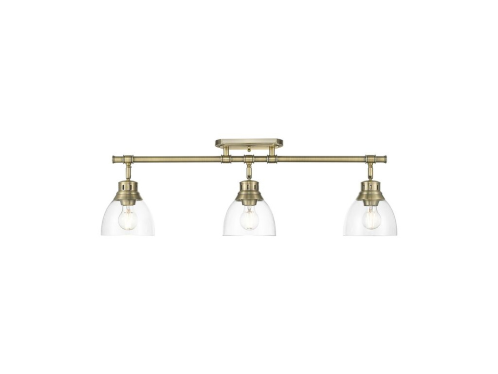 Duncan 3-Light Semi-Flush - Track Light in Aged Brass with Clear Glass