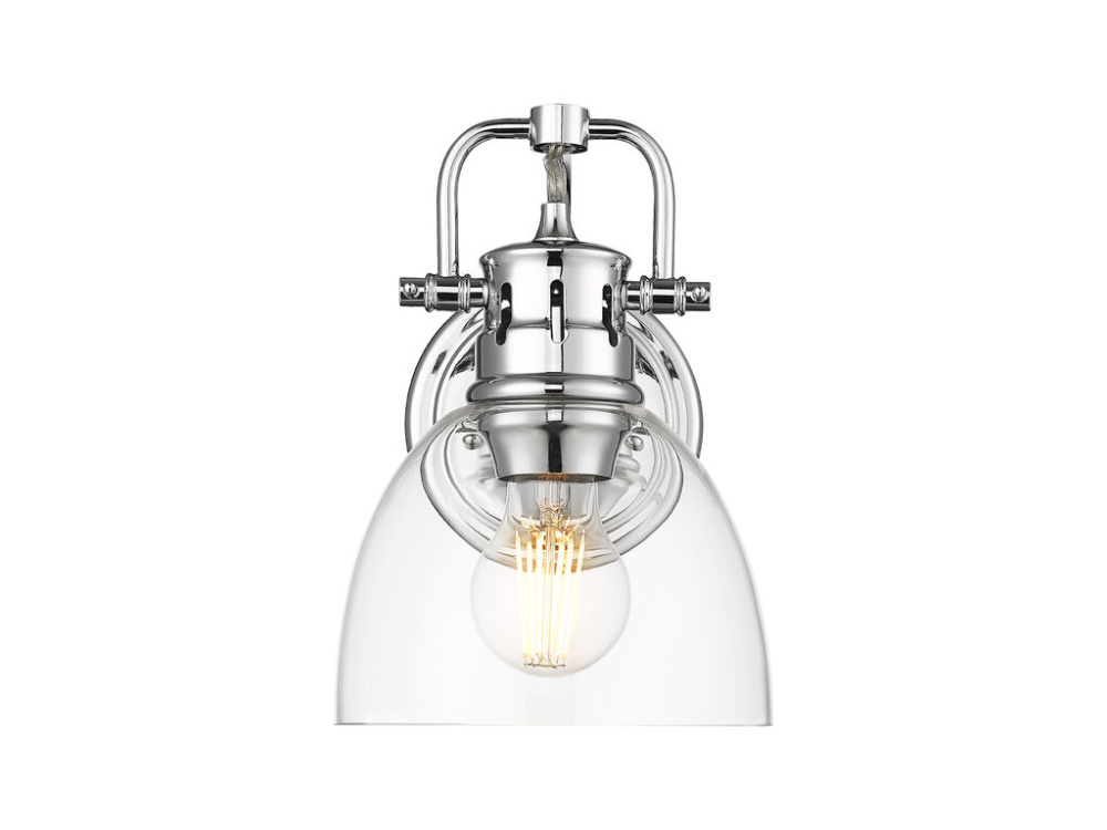 Duncan 1-Light Bath Vanity in Chrome with Clear Glass
