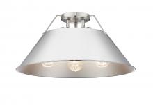 Golden 3306-3FM PW-CH - Orwell 3-Light Flush Mount in Pewter with Chrome