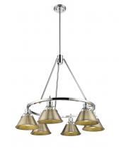 Golden 3306-6 CH-AB - Orwell 6-Light Chandelier in Chrome with Aged Brass