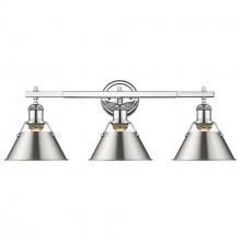 Golden 3306-BA3 CH-PW - Orwell 3-Light Vanity Light in Chrome with Pewter