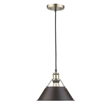 Golden 3306-M AB-RBZ - Orwell 10" Wide Medium Pendant in Aged Brass with Rubbed Bronze