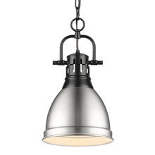 Golden 3602-S BLK-PW - Duncan Small Pendant with Chain in Matte Black with Pewter