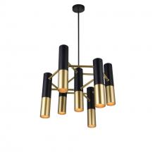 CWI LIGHTING 1015P17-7-129 - Anem 7 Light Down Chandelier With Matte Black & Satin Gold Finish