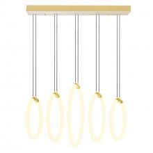 CWI LIGHTING 1273P23-5-602-RC - Hoops 5 Light LED Chandelier With Satin Gold Finish