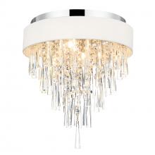 CWI LIGHTING 5523C16C (Off White) - Franca 4 Light Drum Shade Flush Mount With Chrome Finish